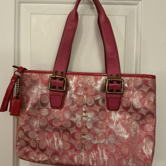 COACH 2005 Rare Vintage Pink & Silver Tie Dye Metallic Tote & Wallet Set Y2K - Picture 14 of 16